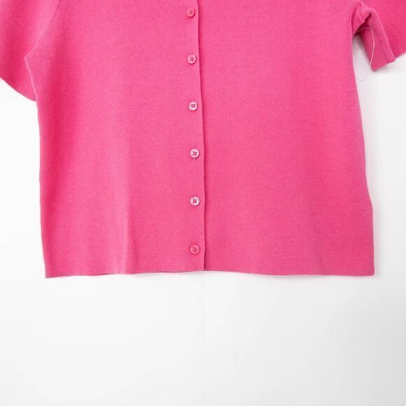 NWOT KENDALL + KYLIE button-front short-sleeve cotton blend sweater, Pink, Small - Picture 4 of 8